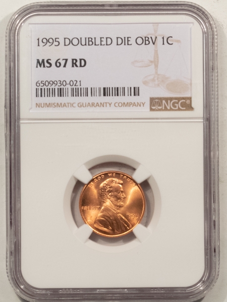 Lincoln Cents (Wheat) 1995 LINCOLN CENT, DOUBLED DIE OBVERSE – NGC MS-67 RD