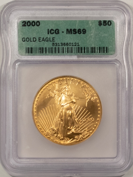 Gold Bullion 2000 $50 1 OZ AMERCIAN GOLD EAGLE – ICG MS-69