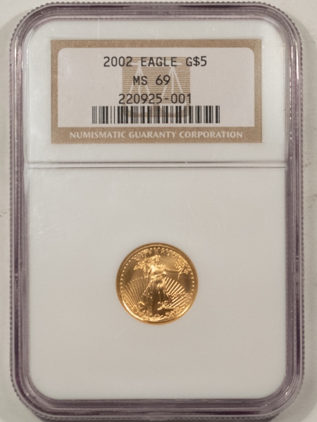 Gold Bullion 2002 $5 1/10 OZ AMERICAN GOLD EAGLE – NGC MS-69