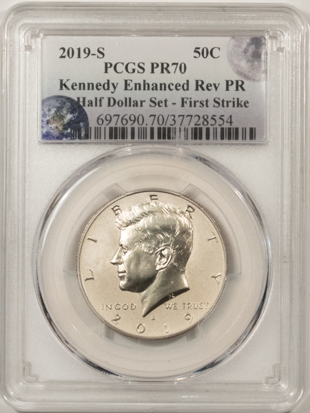 Kennedy Halves 2019-S PROOF KENNEDY ENHANCED HALF DOLLAR SET, REV PR – PCGS PR-70, FIRST STRIKE