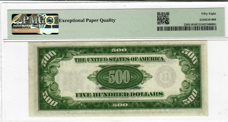 New Store Items 1934-A $500 FEDERAL RESERVE NOTE, B-NEW YORK; FR-2202-B, PMG-58 EPQ.