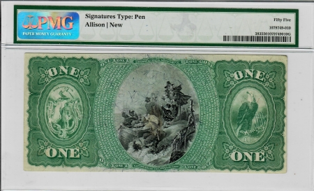 Large National Currency 1875 $1 HNB OF MILFORD, MASS, CHTR 2275; FR-383, PMG AU-55; COLOR & CENTERING!