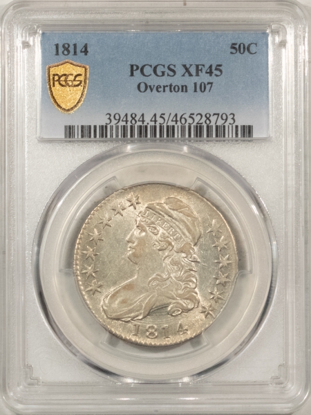 Early Halves 1814 CAPPED BUST HALF DOLLAR, OVERTON 107 – PCGS XF-45