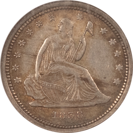 Liberty Seated Quarters 1838 SEATED LIBERTY QUARTER – NGC AU-58, TOUGH!