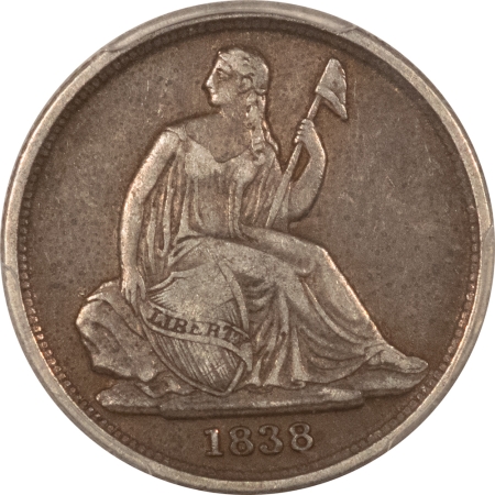 Liberty Seated Dimes 1838-O SEATED LIBERTY DIME, NO STARS – PCGS VF-30, NICE & ORIGINAL!