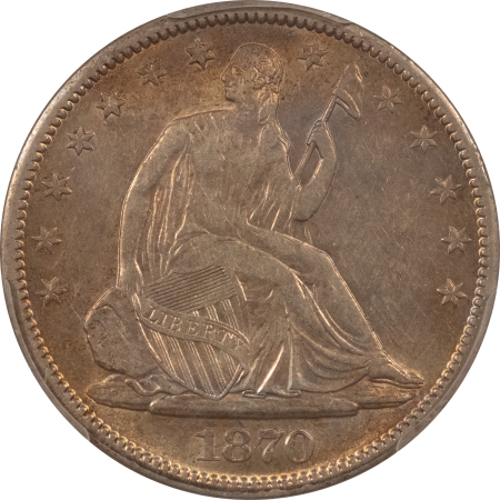 Liberty Seated Halves 1870-S SEATED LIBERTY HALF DOLLAR – PCGS AU-50, SCARCE DATE!