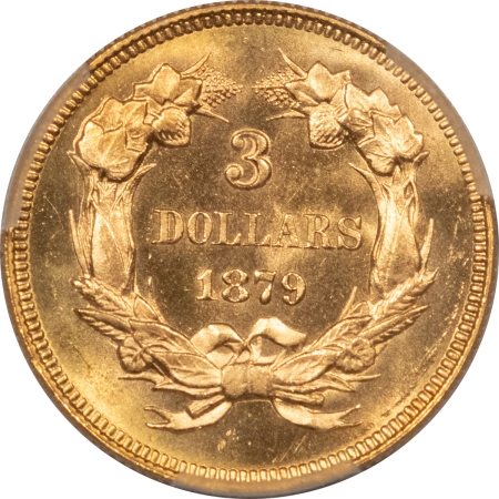 $3 1879 $3 DOLLAR GOLD – PCGS MS-65, PREMIUM QUALITY! LOW MINTAGE RARE DATE!