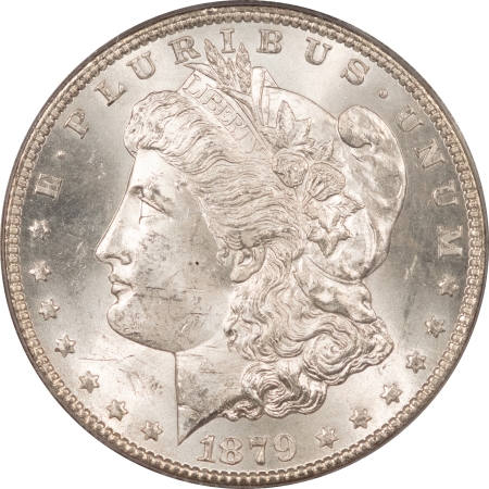 Morgan Dollars 1879-S MORGAN DOLLAR – PCGS MS63, BLAST WHITE, PQ++! TWO PIECE RATTLER HOLDER!