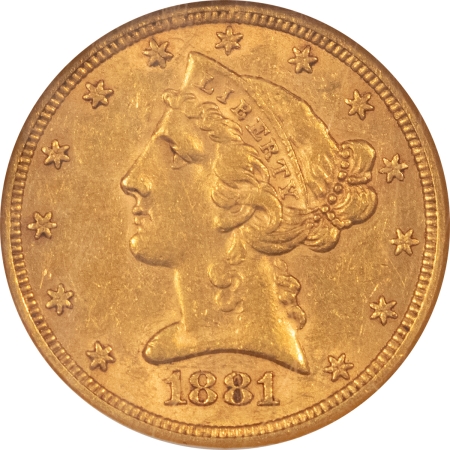 $5 1881 $5 LIBERTY GOLD – NGC AU-58