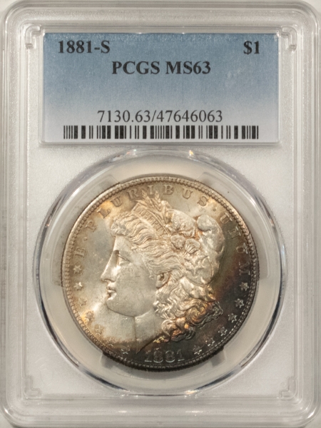 Morgan Dollars 1881-S MORGAN DOLLAR – PCGS MS-63, REALLY PRETTY!