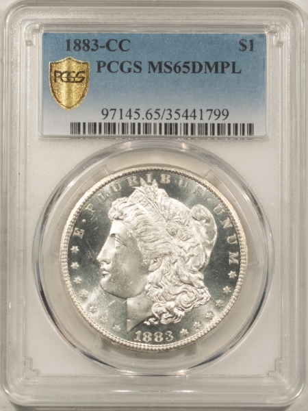 Morgan Dollars 1883-CC MORGAN DOLLAR – PCGS MS-65 DMPL, DEEP MIRROR PROOFLIKE GEM! CARSON CITY!