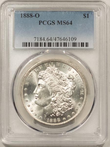 Morgan Dollars 1888-O MORGAN DOLLAR – PCGS MS-64, WHITE!