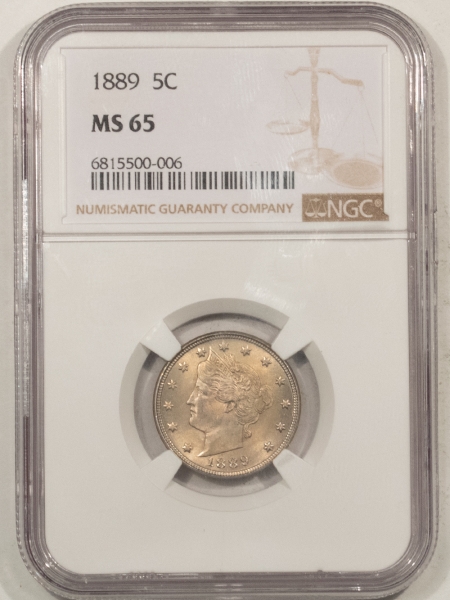 Liberty Nickels 1889 LIBERTY NICKEL – NGC MS-65, GEM! TOUGHER DATE!