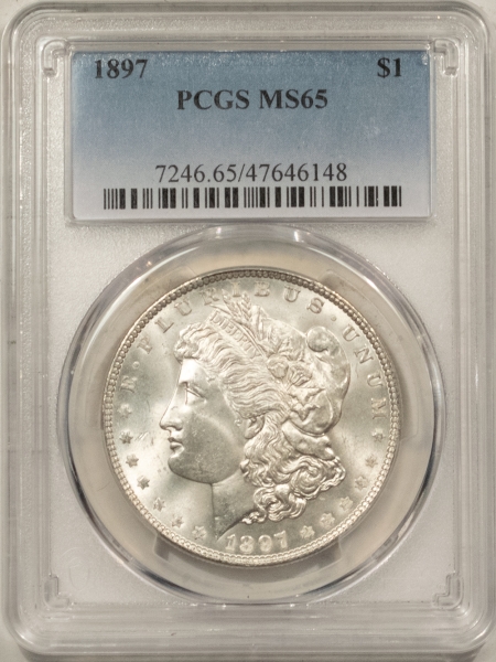 Morgan Dollars 1897 MORGAN DOLLAR – PCGS MS-65, WHITE GEM!