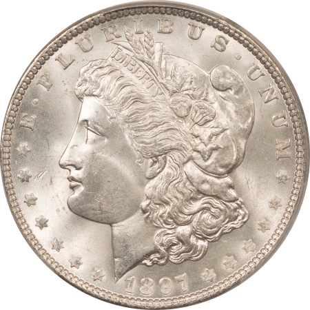 Morgan Dollars 1897 MORGAN DOLLAR – PCGS MS-65, WHITE GEM!