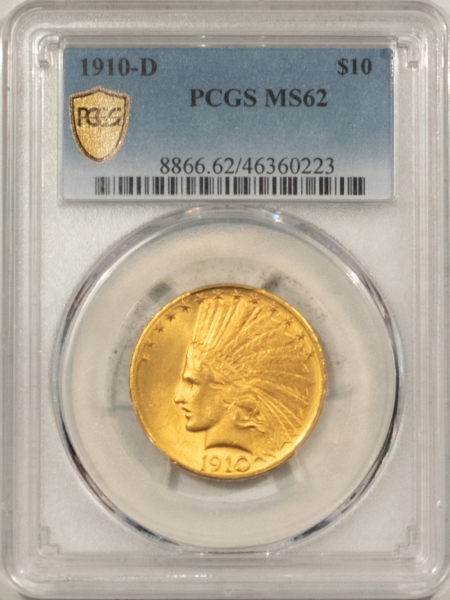 $10 1910-D $10 INDIAN HEAD GOLD – PCGS MS-62, SMOOTH!