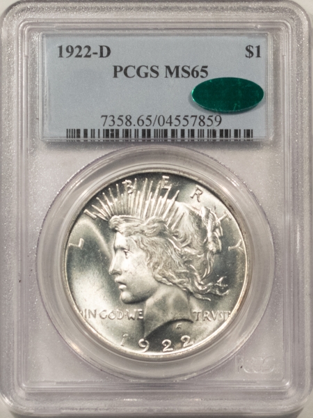 CAC Approved Coins 1922-D PEACE DOLLAR – PCGS MS-65, A BLAZER! CAC APPROVED!