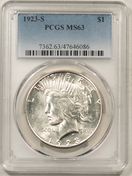 New Certified Coins 1923-S PEACE DOLLAR – PCGS MS-63, WHITE & CHOICE!