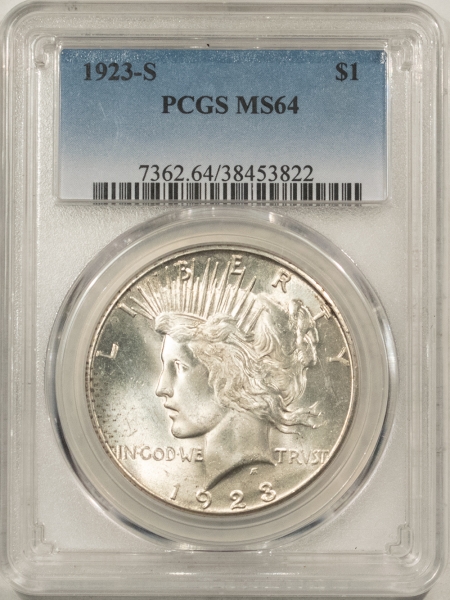 New Certified Coins 1923-S PEACE DOLLAR PCGS MS-64, PRETTY PREMIUM QUALITY!