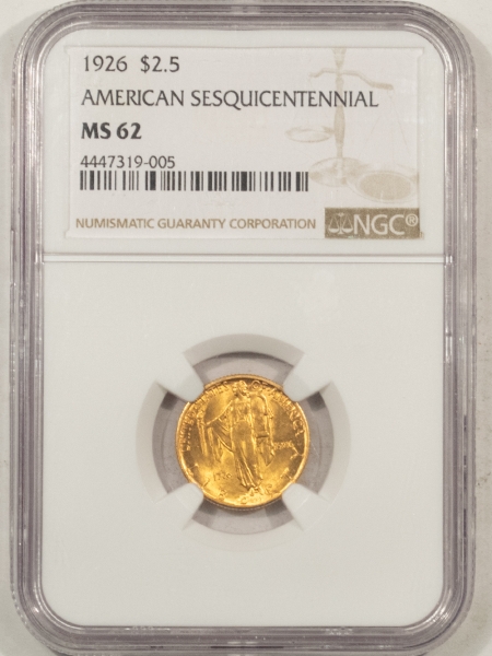 Gold 1926 $2.50 AMERICAN SESQUICENTENNIAL GOLD COMMEMORATIVE – NGC MS-62