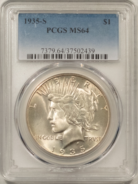 New Certified Coins 1935-S PEACE DOLLAR – PCGS MS-64, FRESH WITH GREAT SKIN & A GEM LOOK!