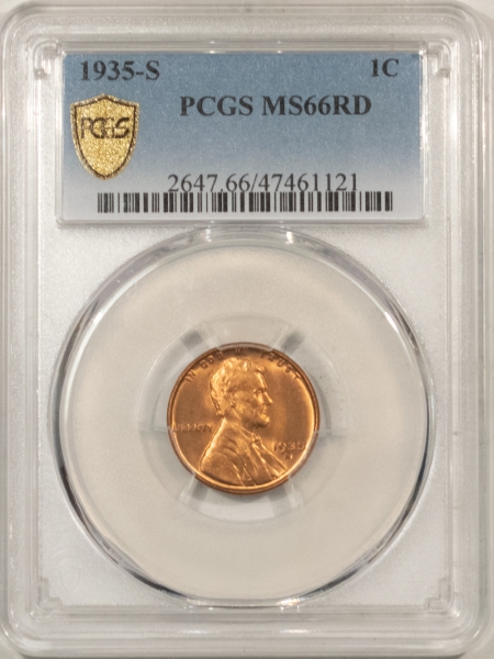 Lincoln Cents (Wheat) 1935-S LINCOLN CENT – PCGS MS-66 RD, ORIGINAL FRESH RED!