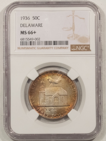 New Certified Coins 1936 DELAWARE COMMEMORATIVE HALF DOLLAR – NGC MS-66+, GORGEOUS & PQ!