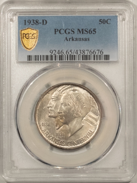 New Certified Coins 1938-D ARKANSAS COMMEMORATIVE HALF DOLLAR – PCGS MS-65, ORIGINAL GEM