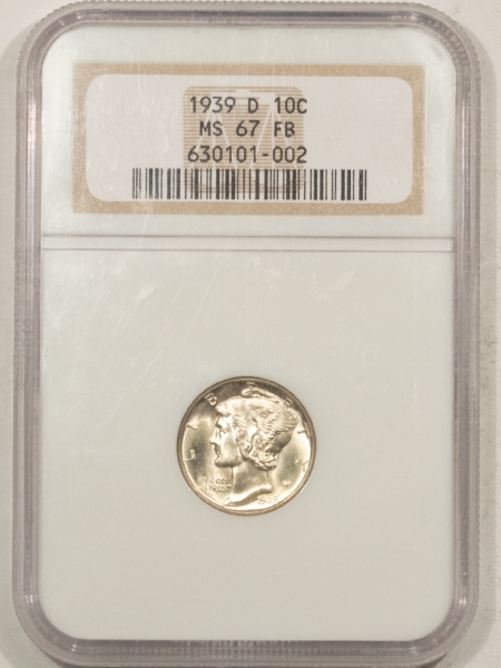 Mercury Dimes 1939-D MERCURY DIME – NGC MS-67 FB, SUPERB GEM W/ FRESH LUSTER!