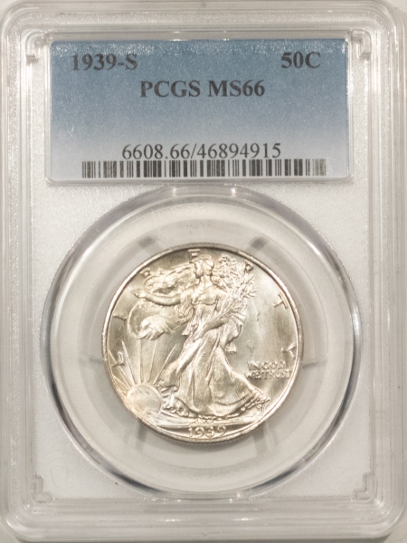 New Certified Coins 1939-S WALKING LIBERTY HALF DOLLAR – PCGS MS-66, BLAST WHITE!