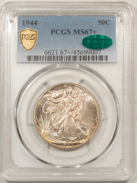 CAC Approved Coins 1944 WALKING LIBERTY HALF DOLLAR – PCGS MS-67+ CAC, GORGEOUS & SUPERB+