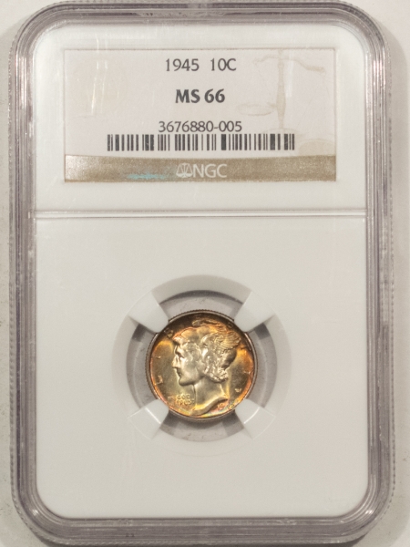 Mercury Dimes 1945 MERCURY DIME – NGC MS-66, GORGEOUS!