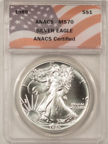 American Silver Eagles 1989 $1 AMERICAN SILVER EAGLE – ANACS MS-70