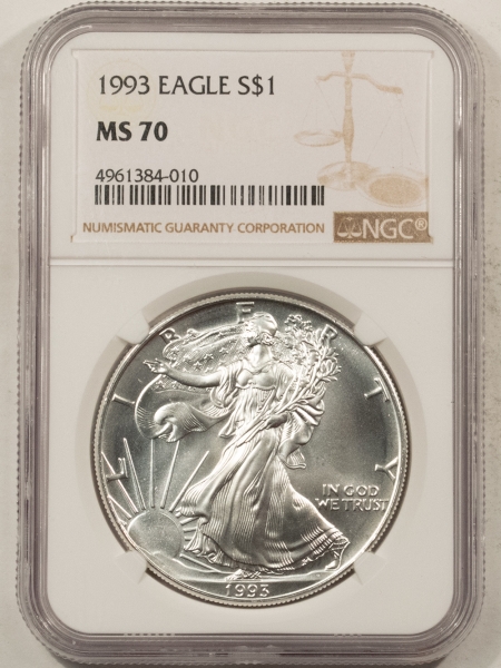 American Silver Eagles 1993 $1 AMERICAN SILVER EAGLE – NGC MS-70