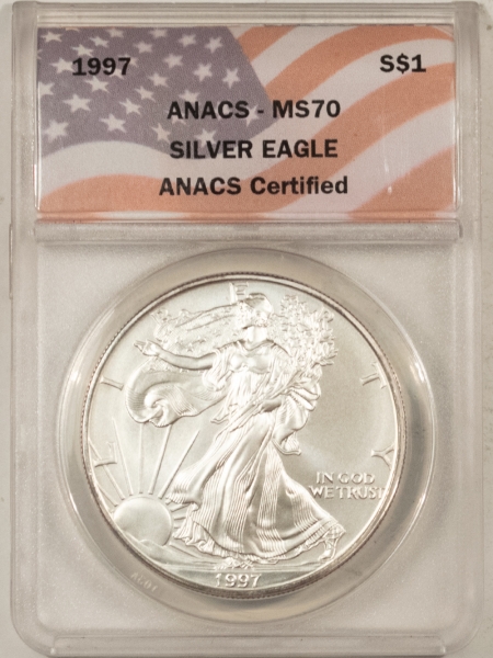 American Silver Eagles 1997 $1 AMERICAN SILVER EAGLE – ANACS MS-70