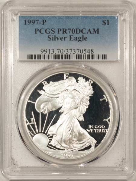 American Silver Eagles 1997-P PROOF $1 AMERICAN SILVER EAGLE – PCGS PR-70 DCAM