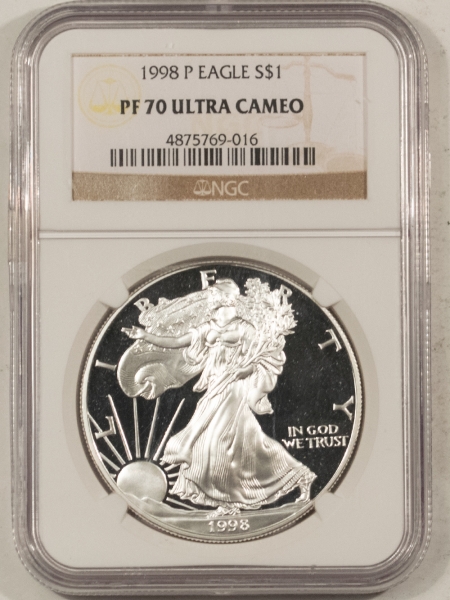 American Silver Eagles 1998-P PROOF $1 AMERICAN SILVER EAGLE – NGC PF-70 UTRA CAMEO!