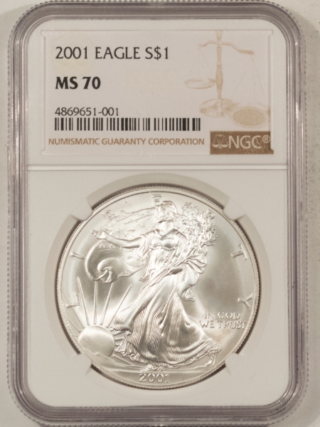 American Silver Eagles 2001 $1 AMERICAN SILVER EAGLE – NGC MS-70