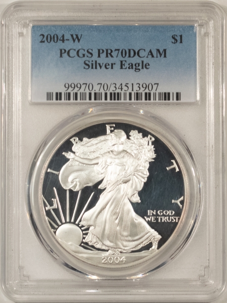 American Silver Eagles 2004-W PROOF $1 AMERICAN SILVER EAGLE – PCGS PR-70 DCAM