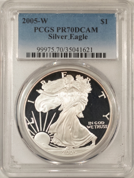 American Silver Eagles 2005-W PROOF $1 AMERICAN SILVER EAGLE – PCGS PR-70 DCAM