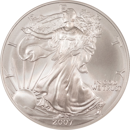 American Silver Eagles 2007-W $1 BURNISHED AMERICAN SILVER EAGLE – NGC MS-70, EARLY RELEASES BLUE LABEL