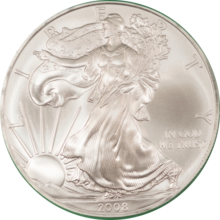 American Silver Eagles 2008 $1 AMERICAN SILVER EAGLE – PCGS MS-70, FROM US MINT SEALED BOX! GREEN LABEL