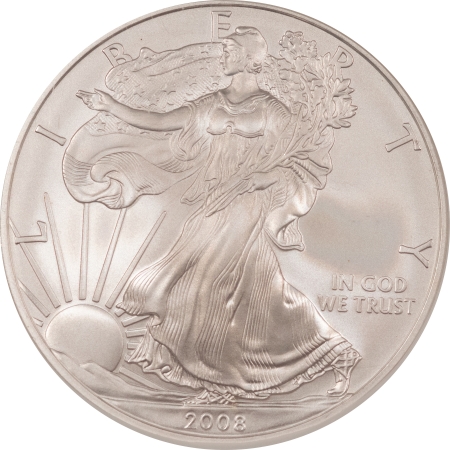 American Silver Eagles 2008-W BURNISHED $1 AMERICAN SILVER EAGLE – NGC MS-70, EARLY RELEASES BLUE LABEL