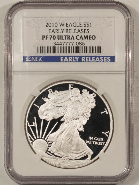 American Silver Eagles 2010-W PROOF $1 AMERICAN SILVER EAGLE – NGC PF-70 ULTRA CAMEO, EARLY RELEASES!