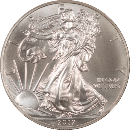 American Silver Eagles 2012 $1 AMERICAN SILVER EAGLE, 1 OZ – NGC MS-70, EARLY RELEASES, BLUE LABEL