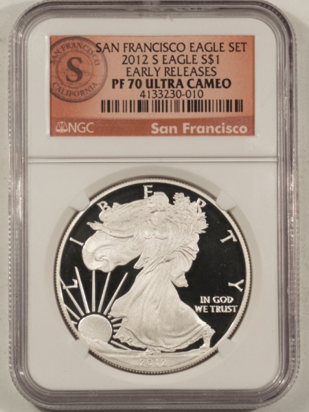 American Silver Eagles 2012-S PROOF $1 AMERICAN SILVER EAGLE – NGC PF-70 ULTRA CAMEO, EARLY RELEASES!