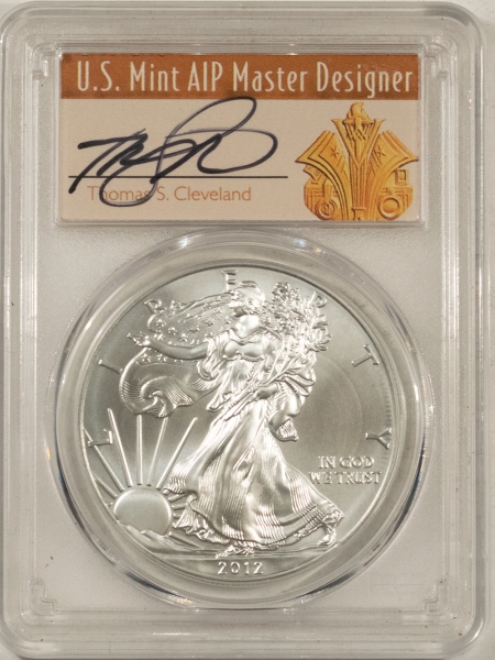 American Silver Eagles 2012-W $1 AMERICAN BURNISHED SILVER EAGLE, 1 OZ – PCGS SP-70, CLEVELAND SIGNED!