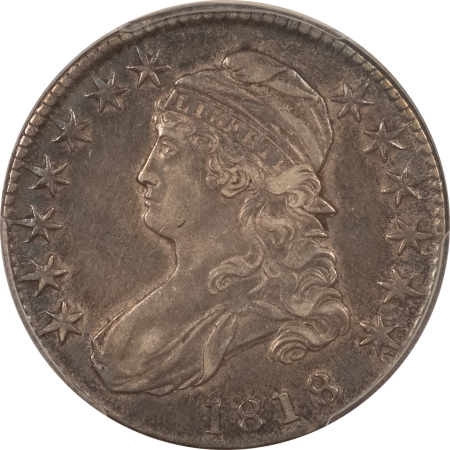 Early Halves 1818 CAPPED BUST HALF DOLLAR – PCGS XF-40, NICE, ORIGINAL!