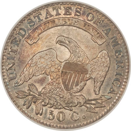 Early Halves 1832 CAPPED BUST HALF DOLLAR – ANACS AU-50, OLD WHITE HOLDER, PRETTY COLOR!