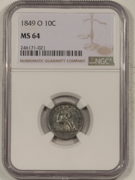 Liberty Seated Half Dimes 1849-O LIBERTY SEATED DIME NGC MS-64